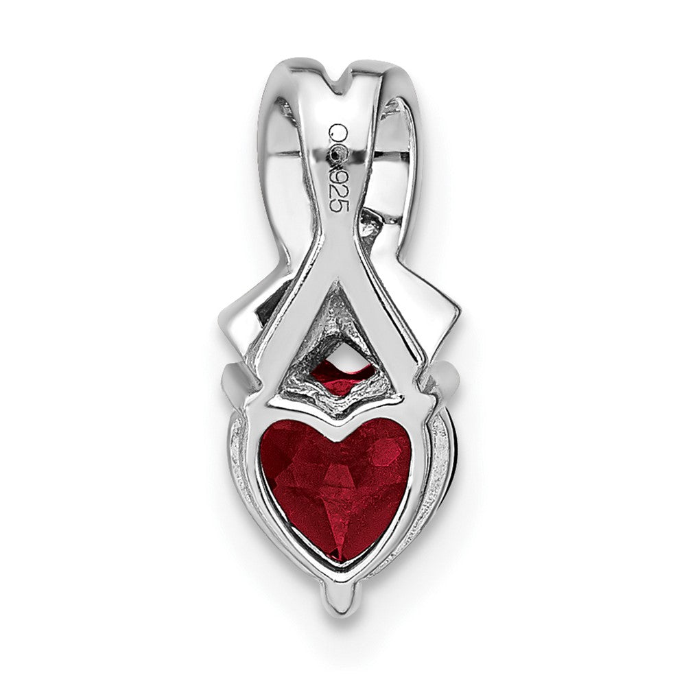 Sterling Silver Rhodium-plated Created Ruby and Diamond Pendant