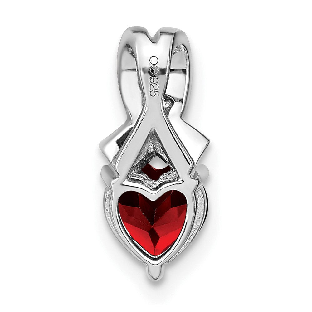 Sterling Silver Rhodium-plated Garnet and Diamond Pendant