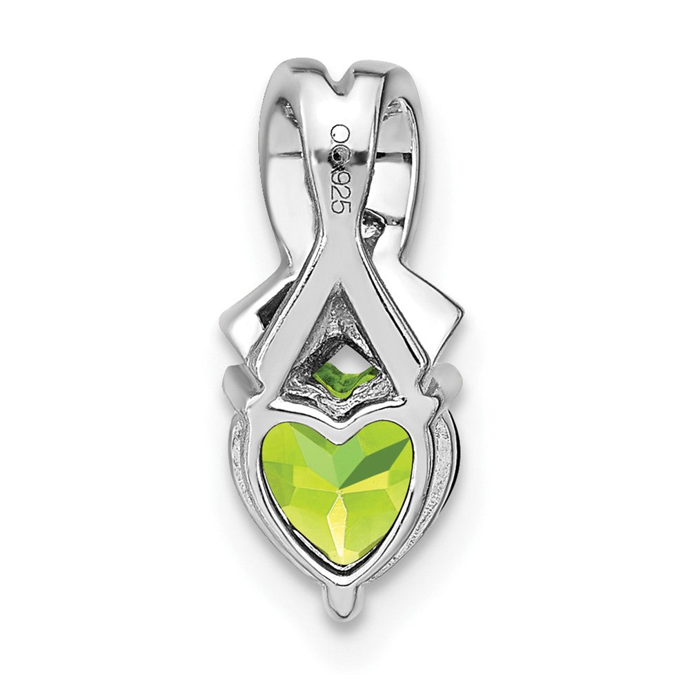 Sterling Silver Rhodium-plated Peridot and Diamond Pendant