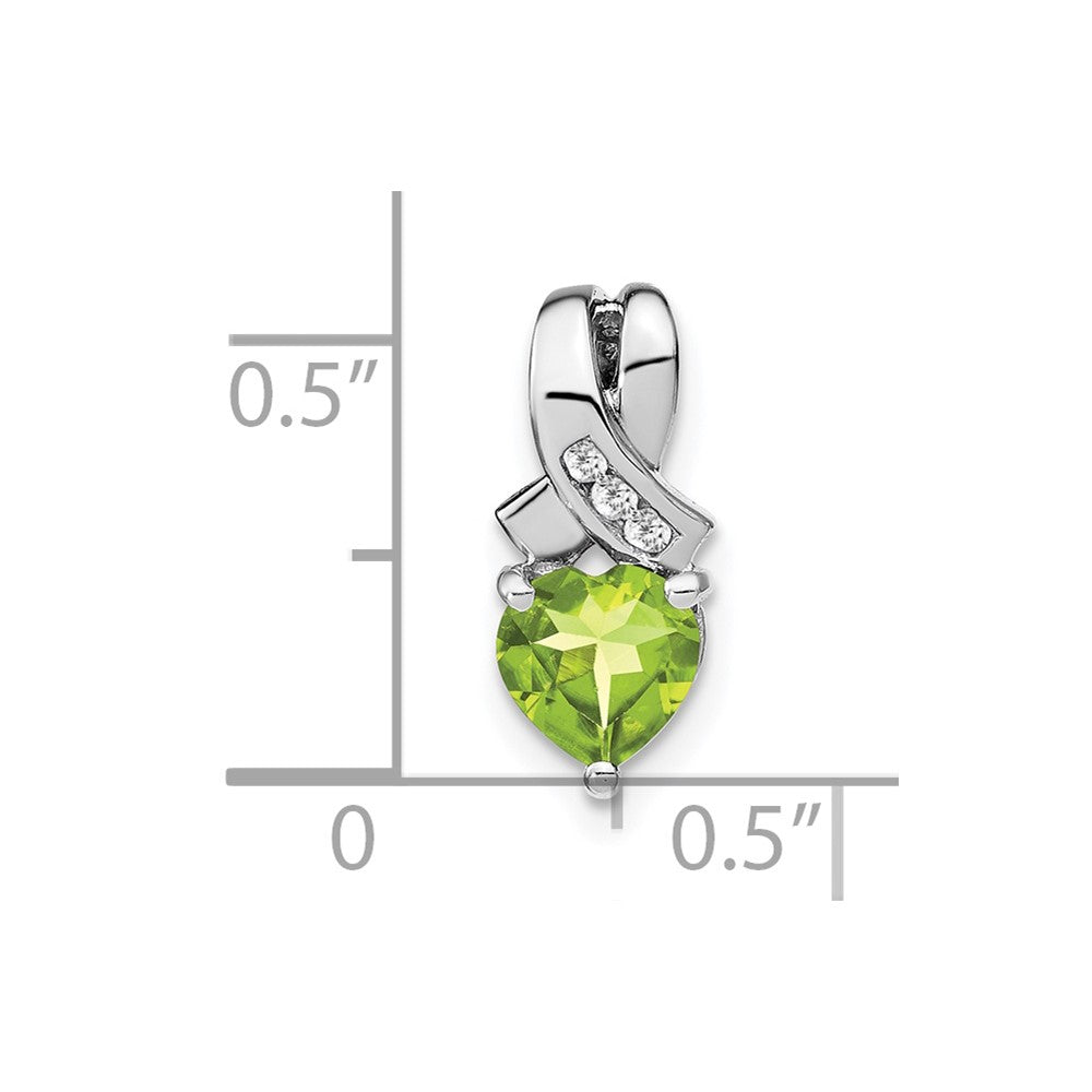 Sterling Silver Rhodium-plated Peridot and Diamond Pendant