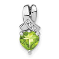 Sterling Silver Rhodium-plated Peridot and Diamond Pendant