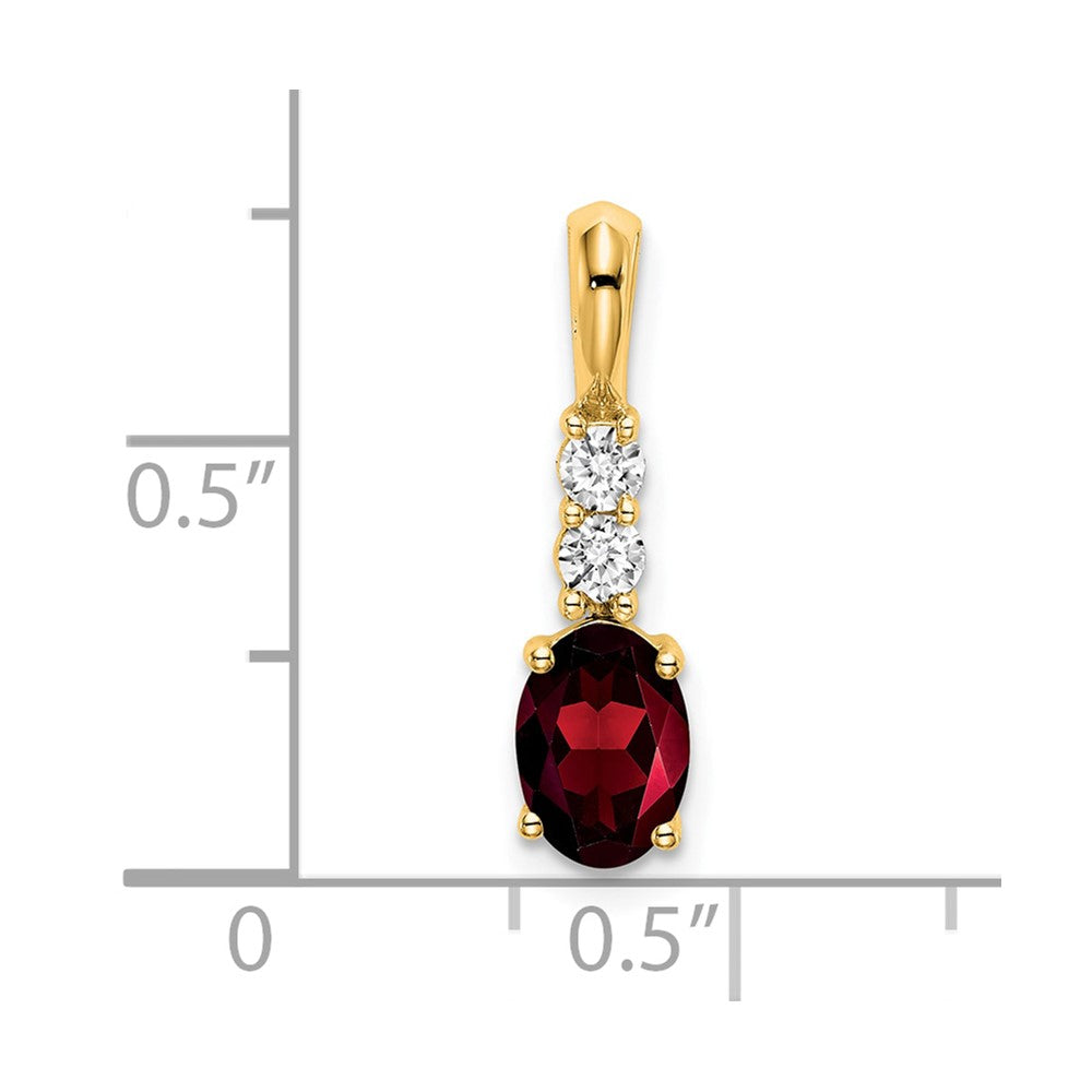 14K Oval Garnet and Diamond Pendant