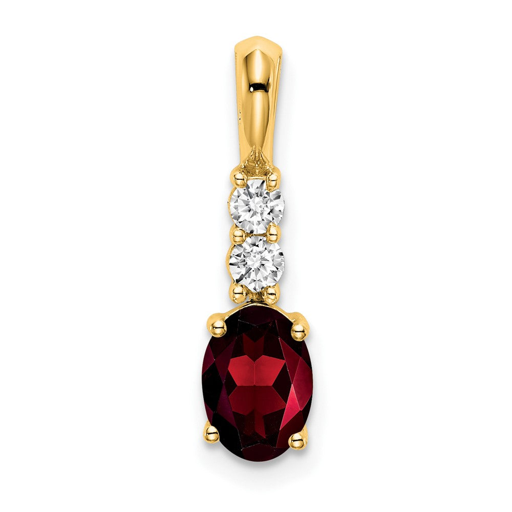 14K Oval Garnet and Diamond Pendant