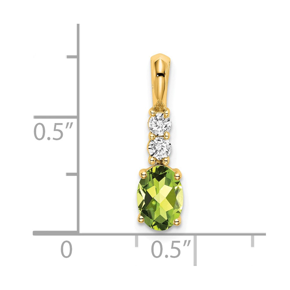 14K Oval Peridot and Diamond Pendant
