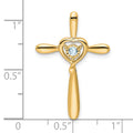 14k Aquamarine Cross w/Heart Chain Slide