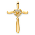 14k Citrine Cross w/Heart Chain Slide