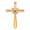 14k Pink Tourmaline Cross w/Heart Chain Slide