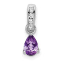 10k White Gold Pear Amethyst and Diamond Pendant
