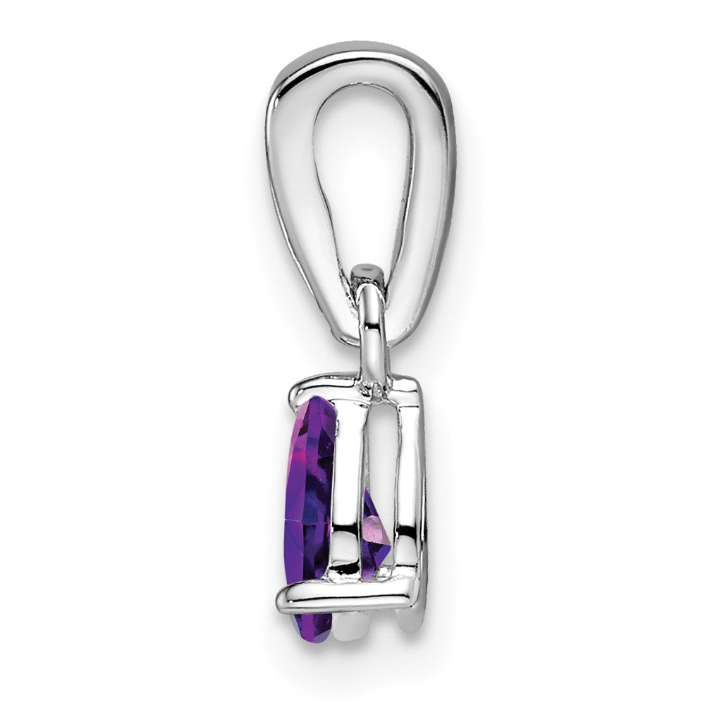 14k White Gold Pear Amethyst and Diamond Pendant