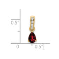 10k Yellow Gold Pear Garnet and Diamond Pendant