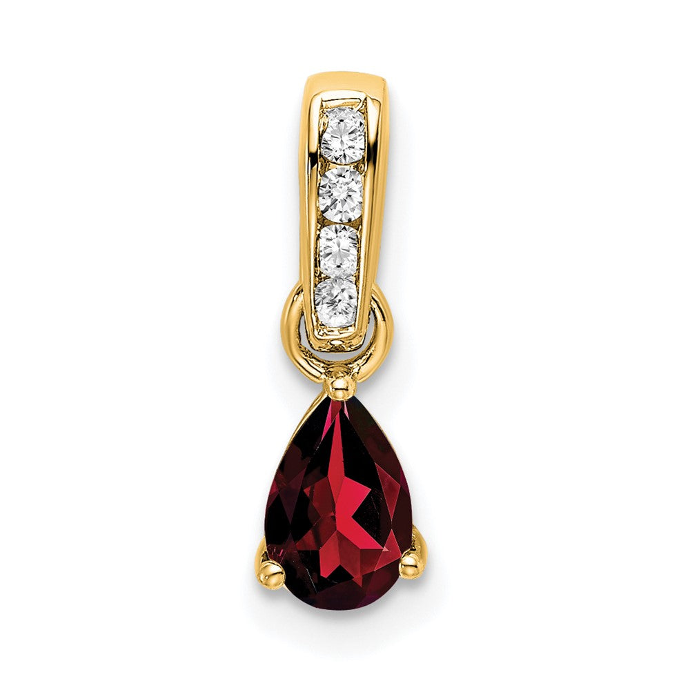 14k Pear Garnet and Diamond Pendant