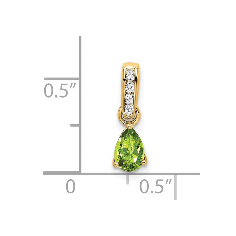 14k Pear Peridot and Diamond Pendant