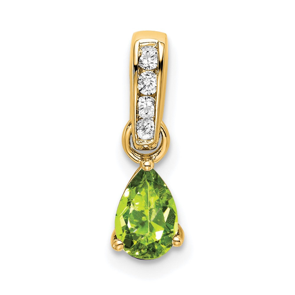 14k Pear Peridot and Diamond Pendant