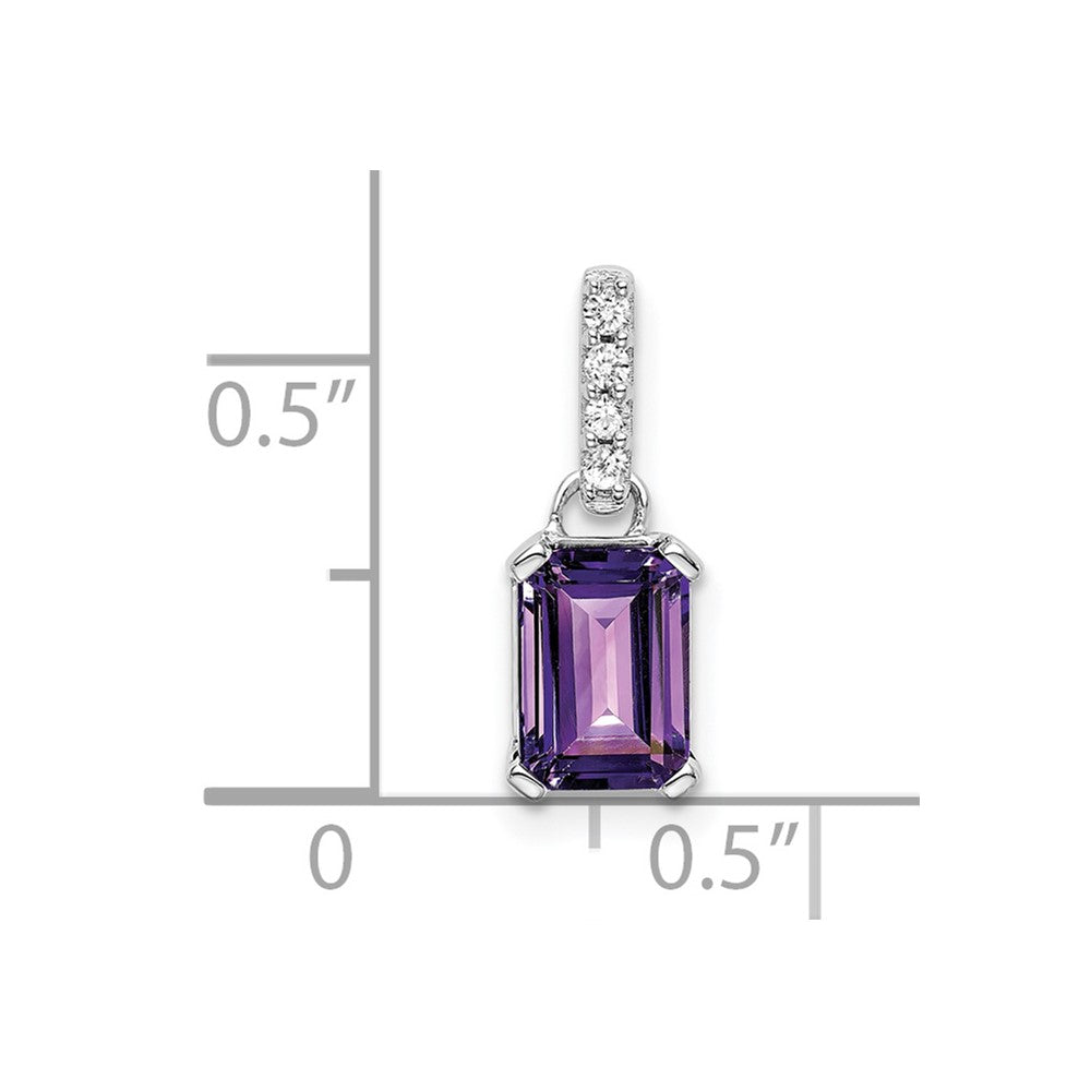 10k White Gold Amethyst and Diamond Pendant