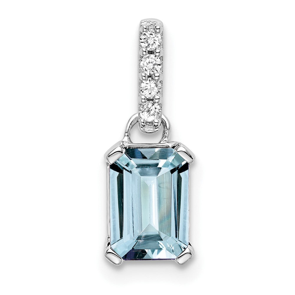 14k White Gold Aquamarine and Diamond Pendant