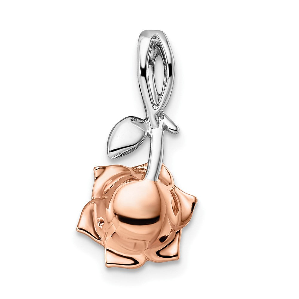 14K Two-tone White & Rose Ruby Flower Pendant