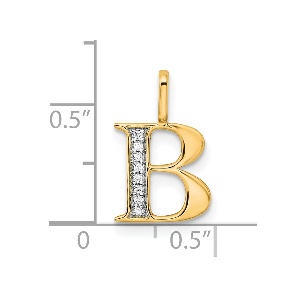 10K Diamond Letter B Initial Pendant