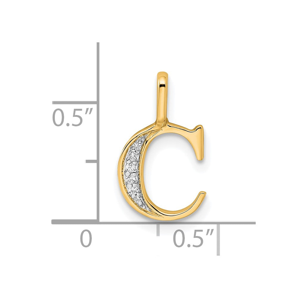 10K Diamond Letter C Initial Pendant