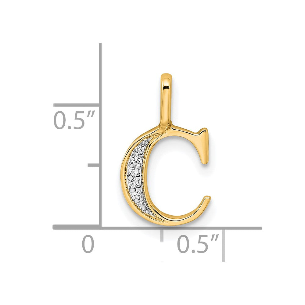 14K Diamond Letter C Initial Pendant