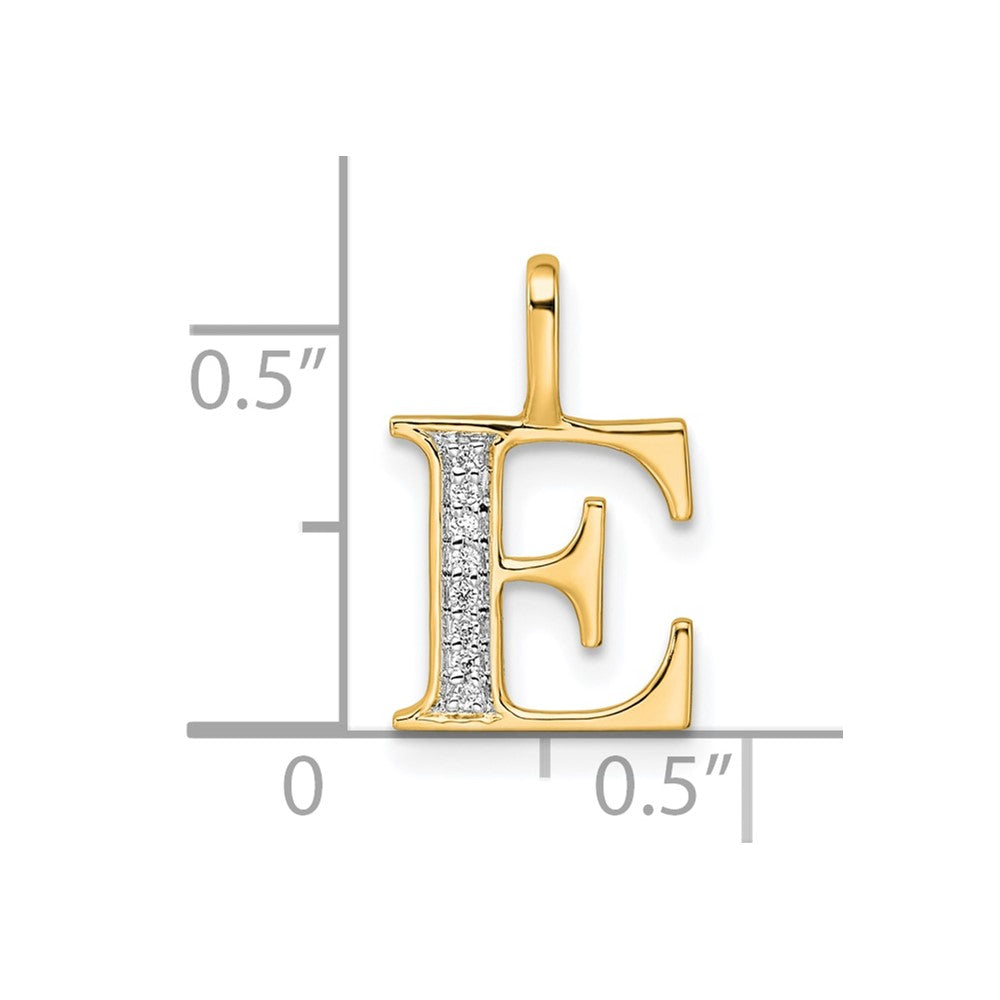 10K Diamond Letter E Initial Pendant