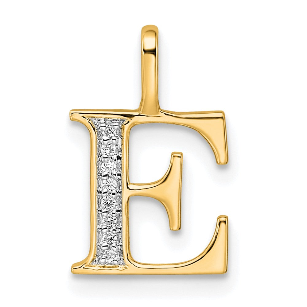 14K Diamond Letter E Initial Pendant