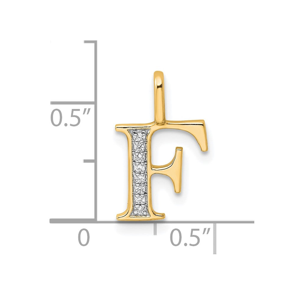 10K Diamond Letter F Initial Pendant