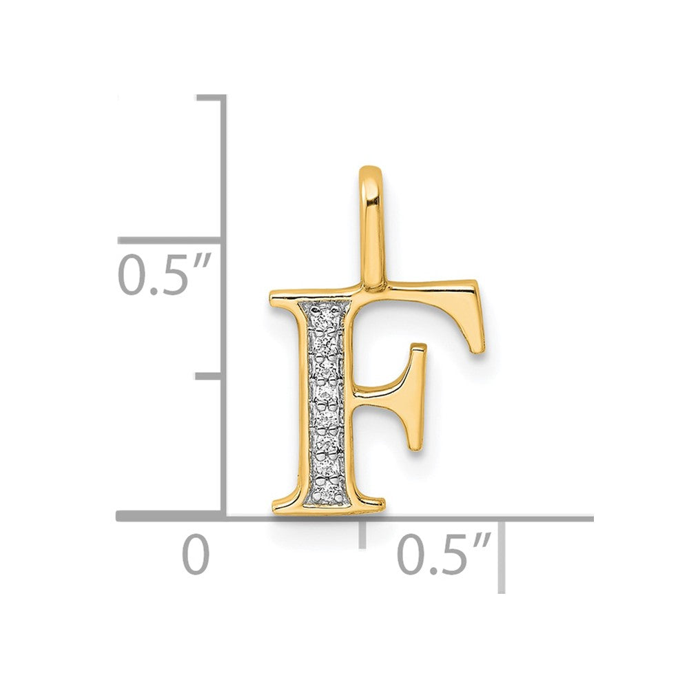 14K Diamond Letter F Initial Pendant