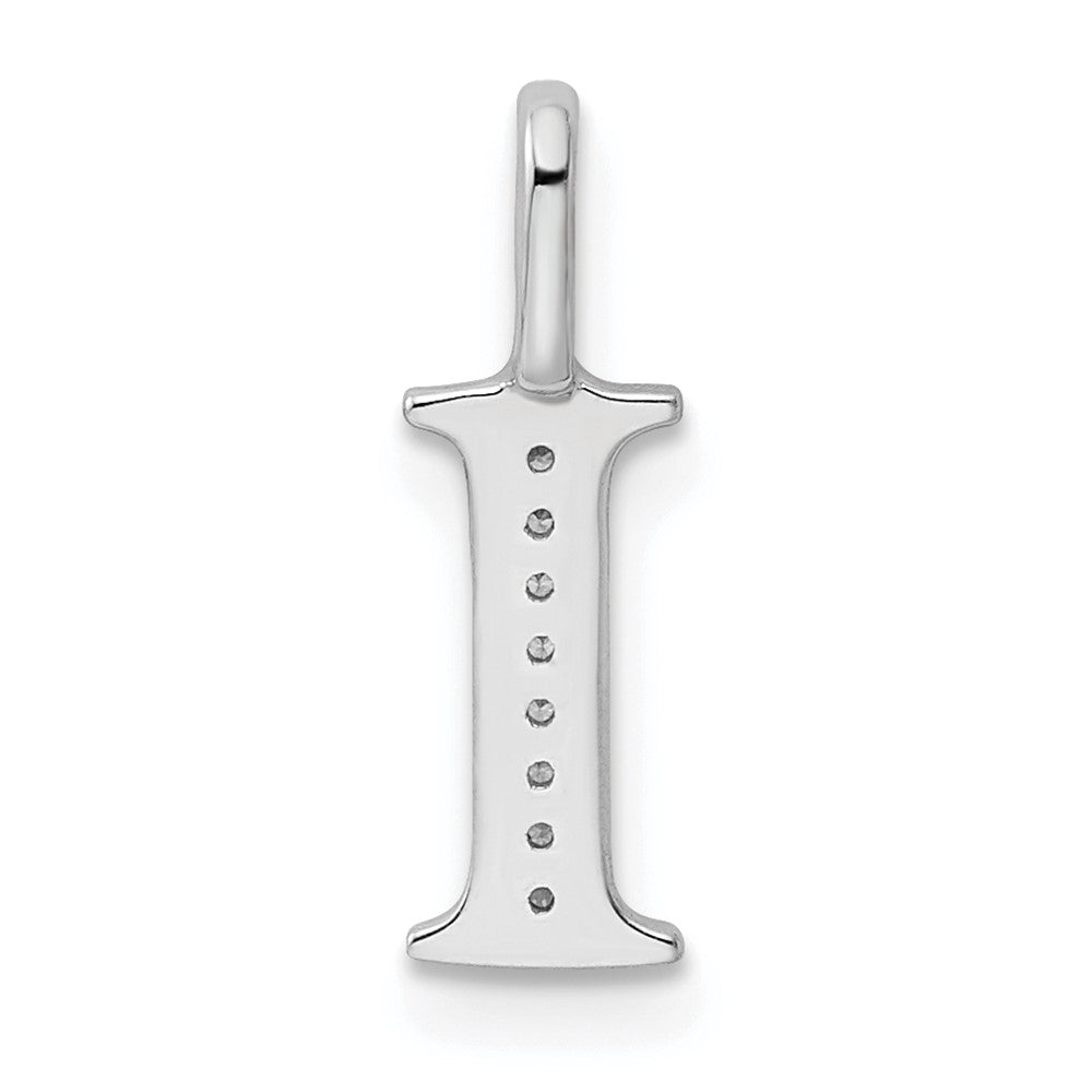 14K White Gold Diamond Letter I Initial Pendant