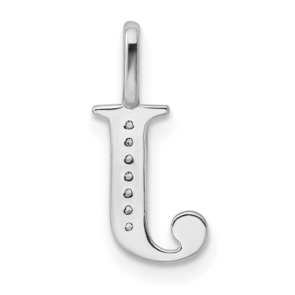 14K White Gold Diamond Letter J Initial Pendant