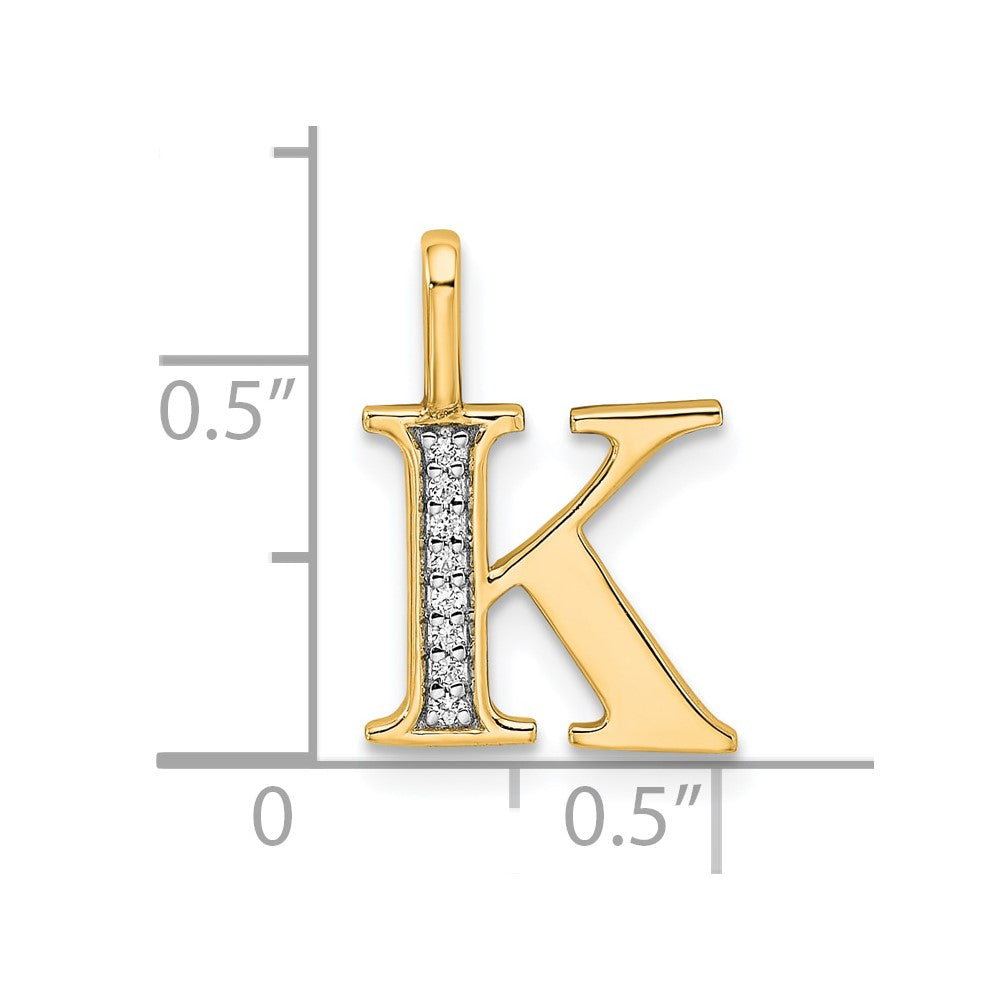 10K Diamond Letter K Initial Pendant