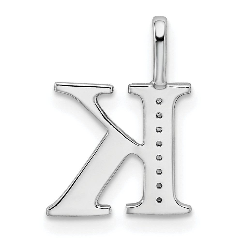 14K White Gold Diamond Letter K Initial Pendant