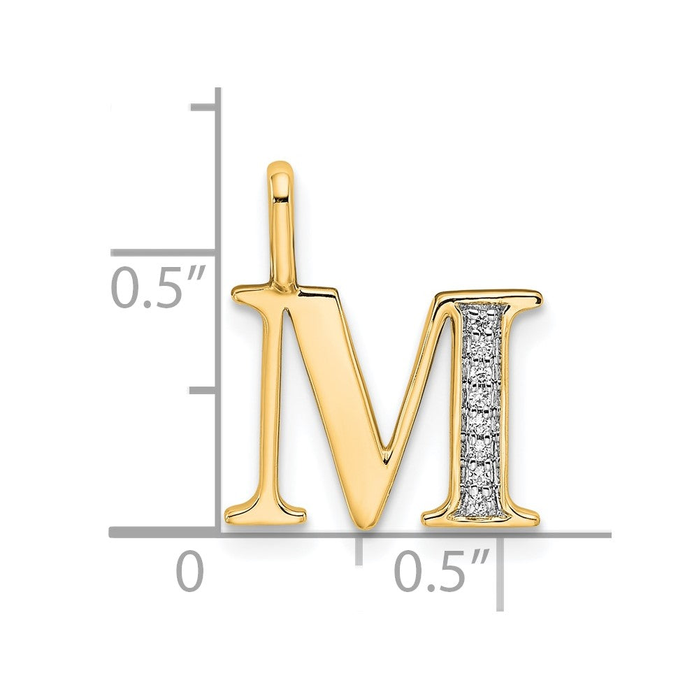 10K Diamond Letter M Initial Pendant