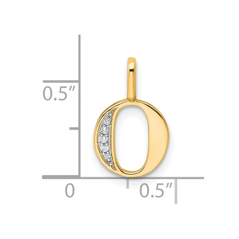 10K Diamond Letter O Initial Pendant