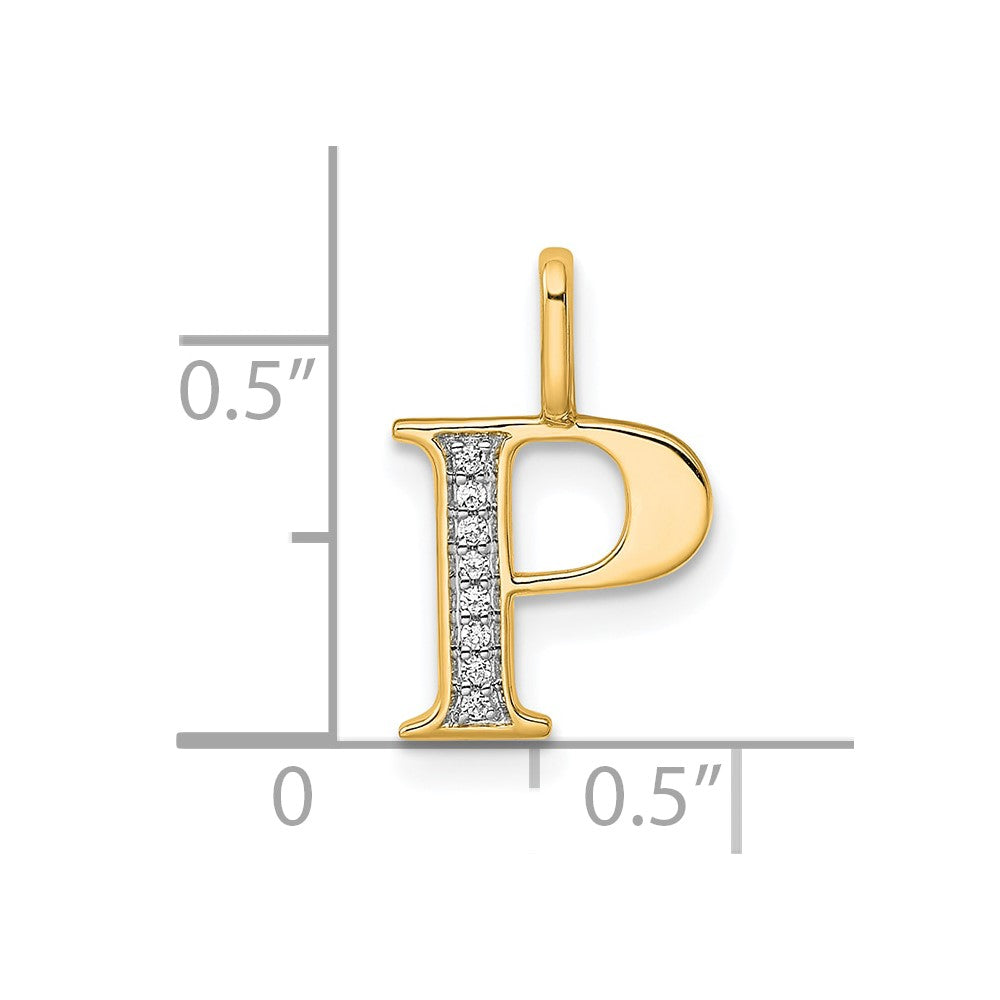 14K Diamond Letter P Initial Pendant