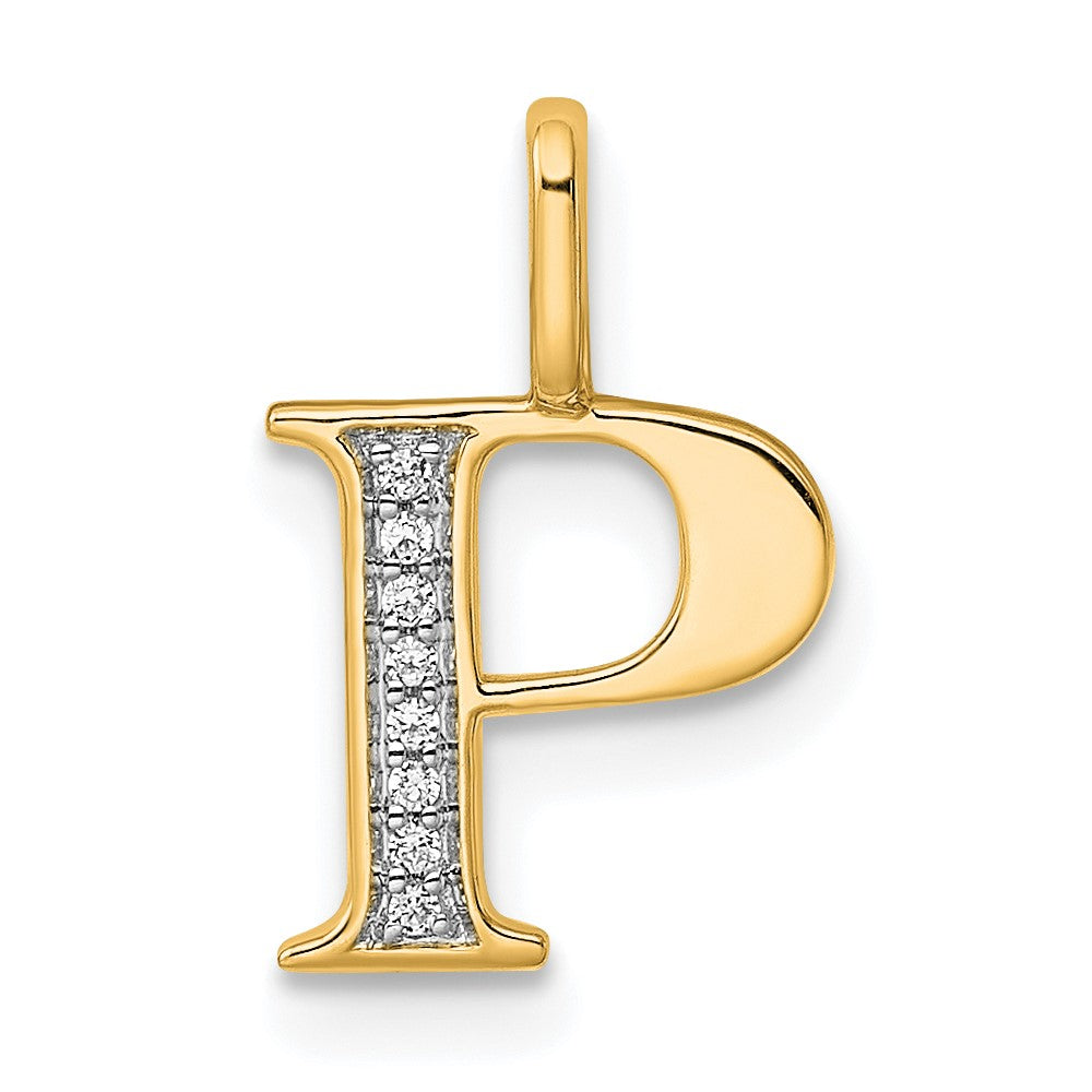 14K Diamond Letter P Initial Pendant