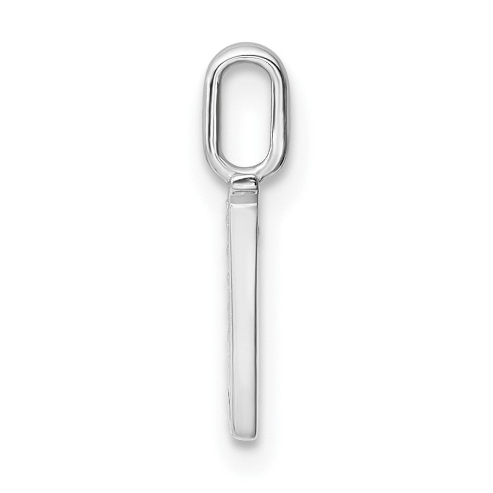 14K White Gold Diamond Letter V Initial Pendant