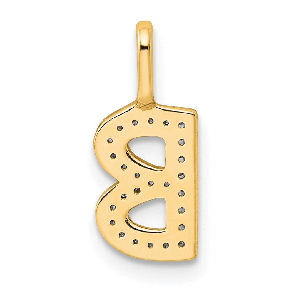 14K Gold Diamond Letter B Initial Pendant