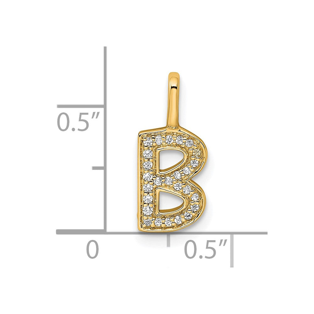 14K Gold Diamond Letter B Initial Pendant
