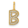 14K Gold Diamond Letter B Initial Pendant