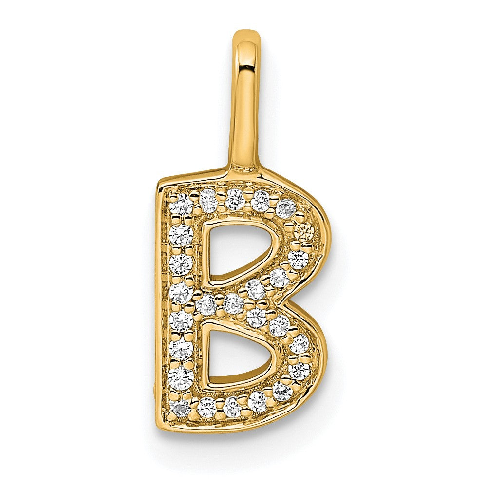 14K Gold Diamond Letter B Initial Pendant