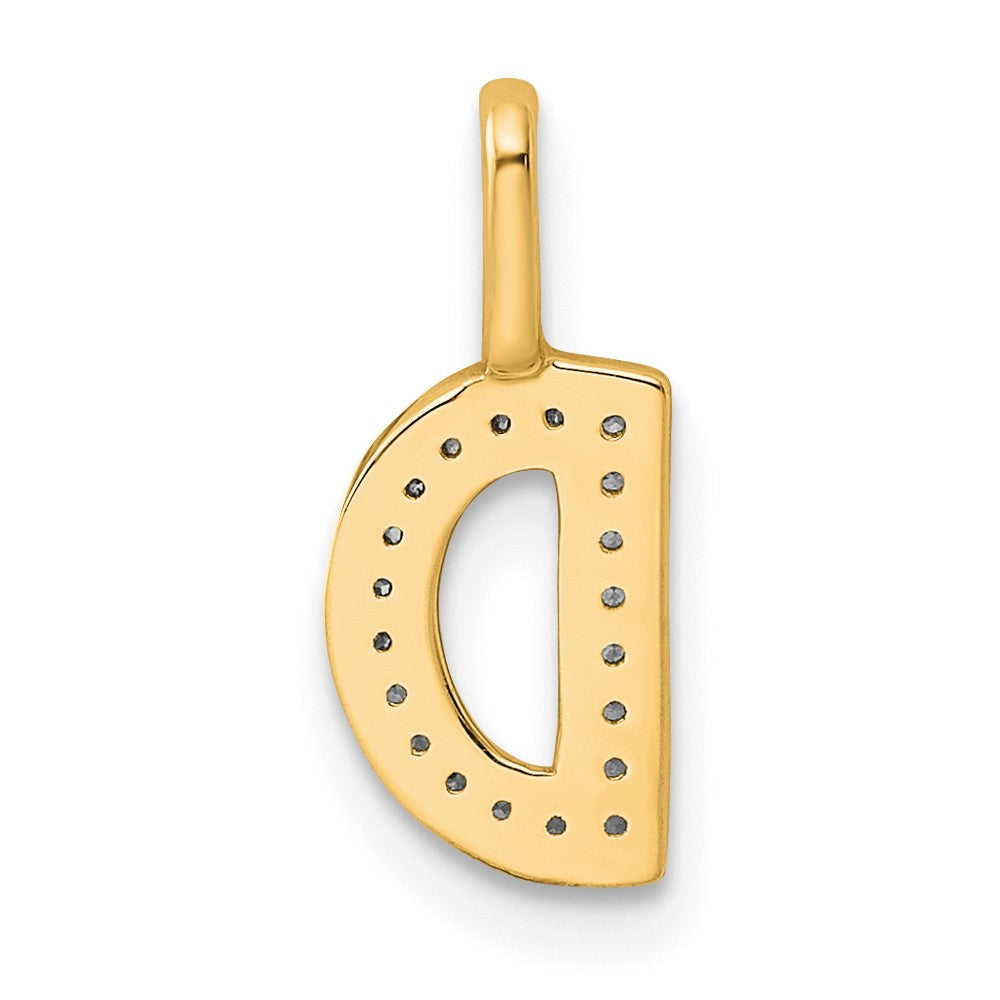 14K Gold Diamond Letter D Initial Pendant
