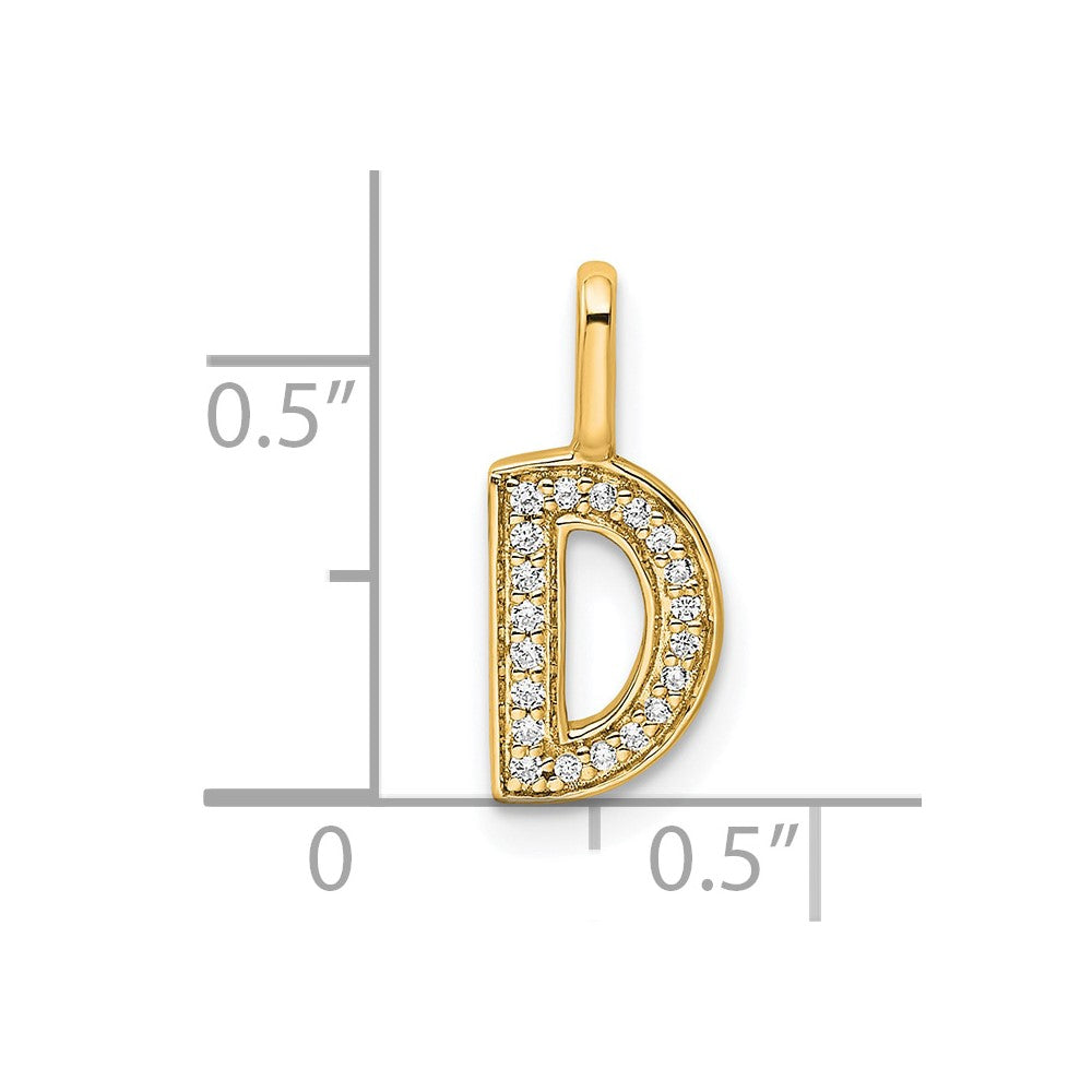 14K Gold Diamond Letter D Initial Pendant