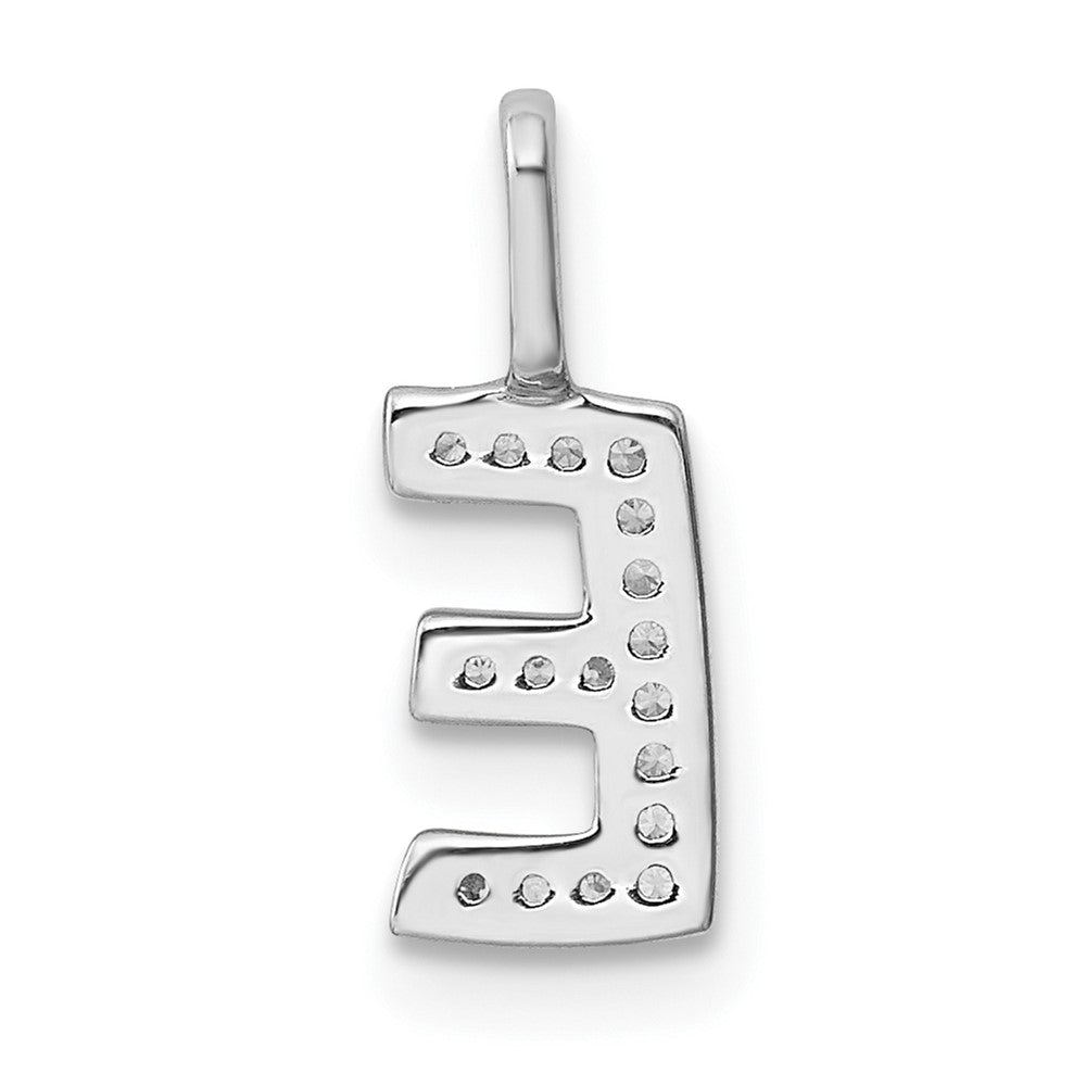 14K White Gold Diamond Letter E Initial Pendant
