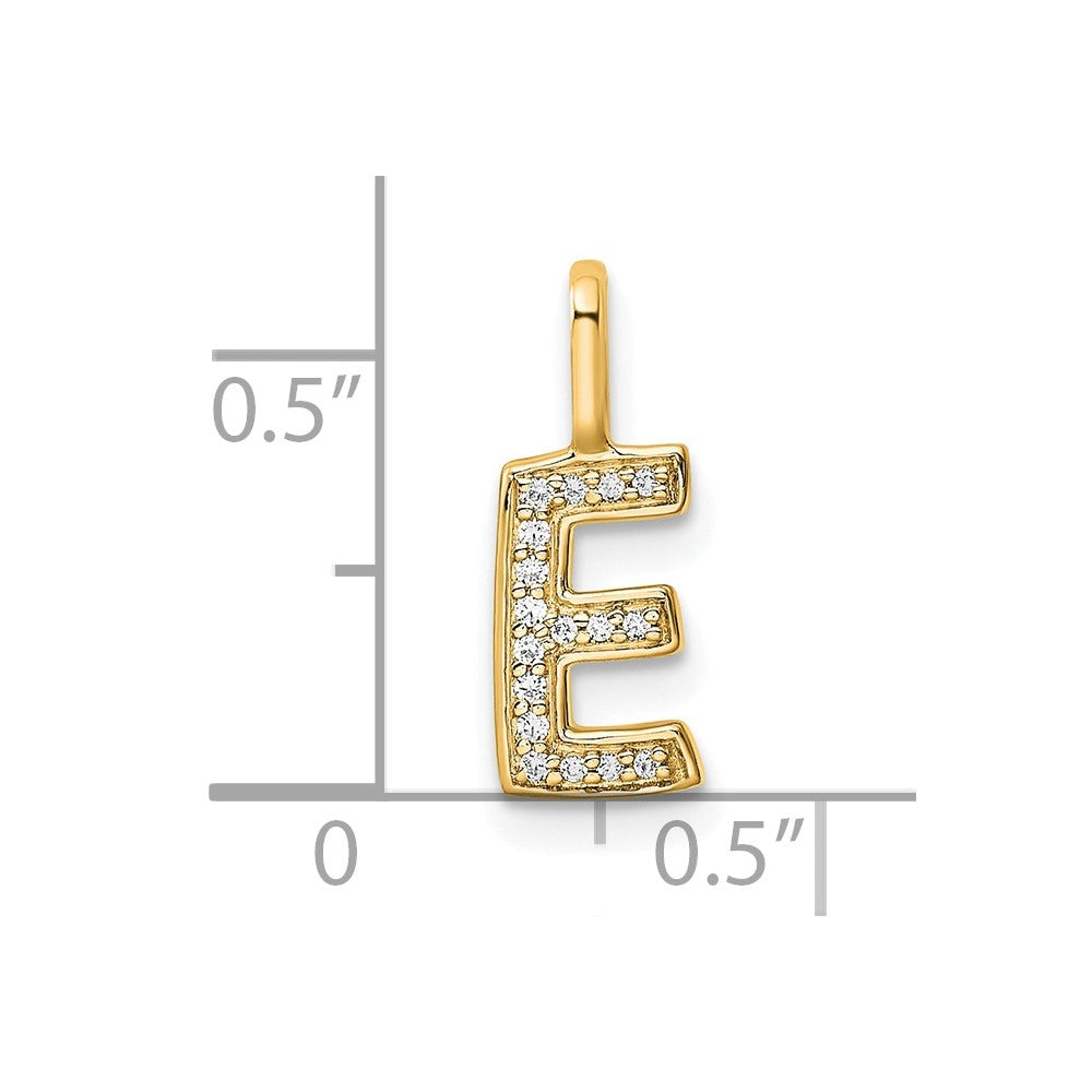 14K Gold Diamond Letter E Initial Pendant