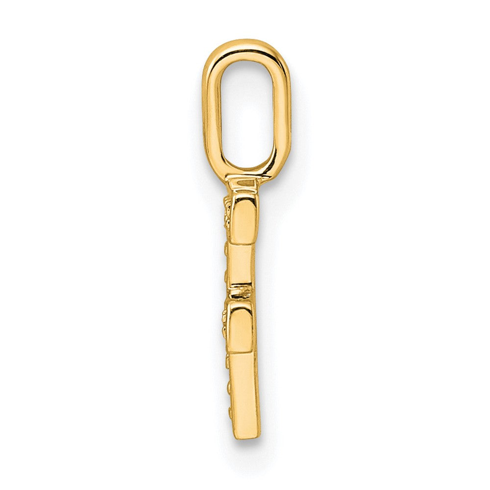 14K Gold Diamond Letter F Initial Pendant