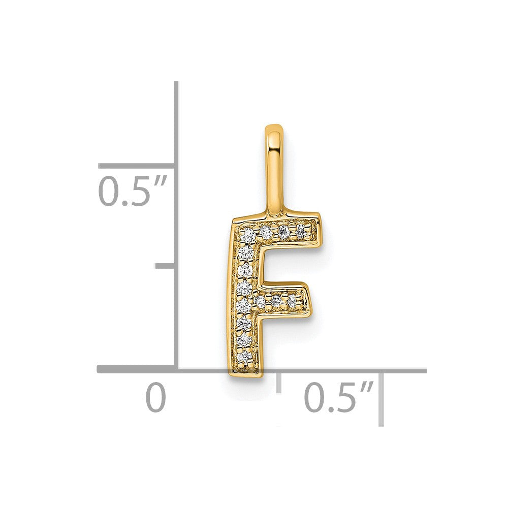 14K Gold Diamond Letter F Initial Pendant