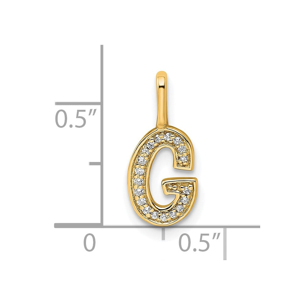 14K Gold Diamond Letter G Initial Pendant