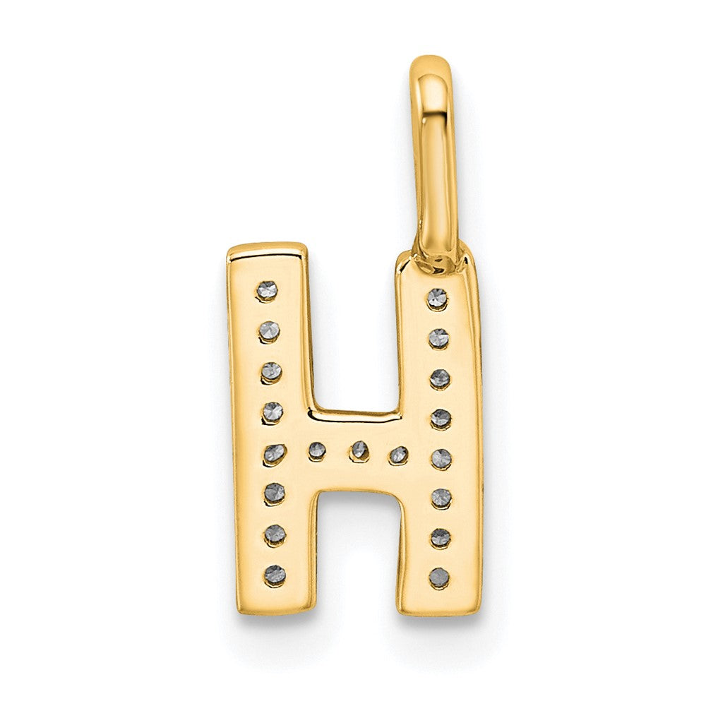 14K Gold Diamond Letter H Initial Pendant