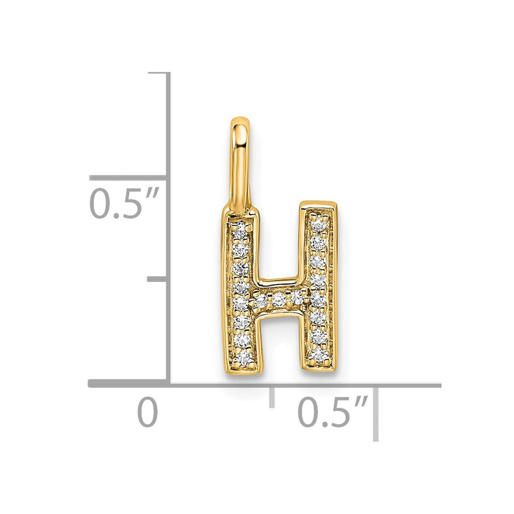 14K Gold Diamond Letter H Initial Pendant