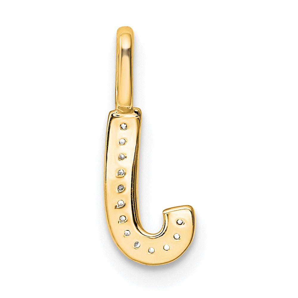 14K Gold Diamond Letter J Initial Pendant